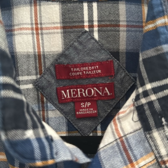 Merona Men’s Tailored Fit Plaid Button Down Shirt Blue Multicolor Size S - Picture 2 of 5